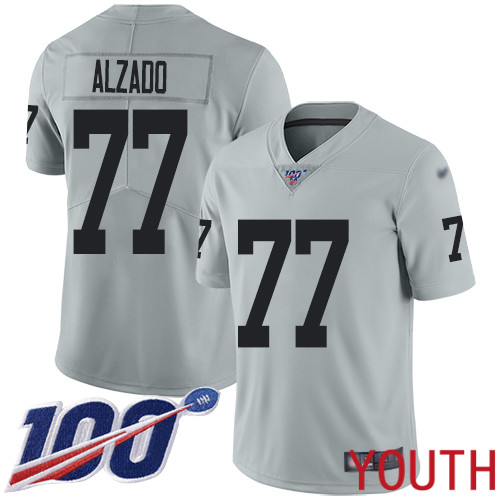 Oakland Raiders Limited Silver Youth Lyle Alzado Jersey NFL Football #77 100th Season Inverted Legend Jersey->women nfl jersey->Women Jersey